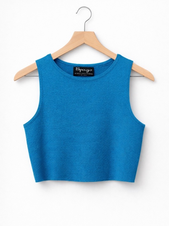 spago collection Tops - Spago Collection Blue Acrylic Knit Crop Tank (196)
